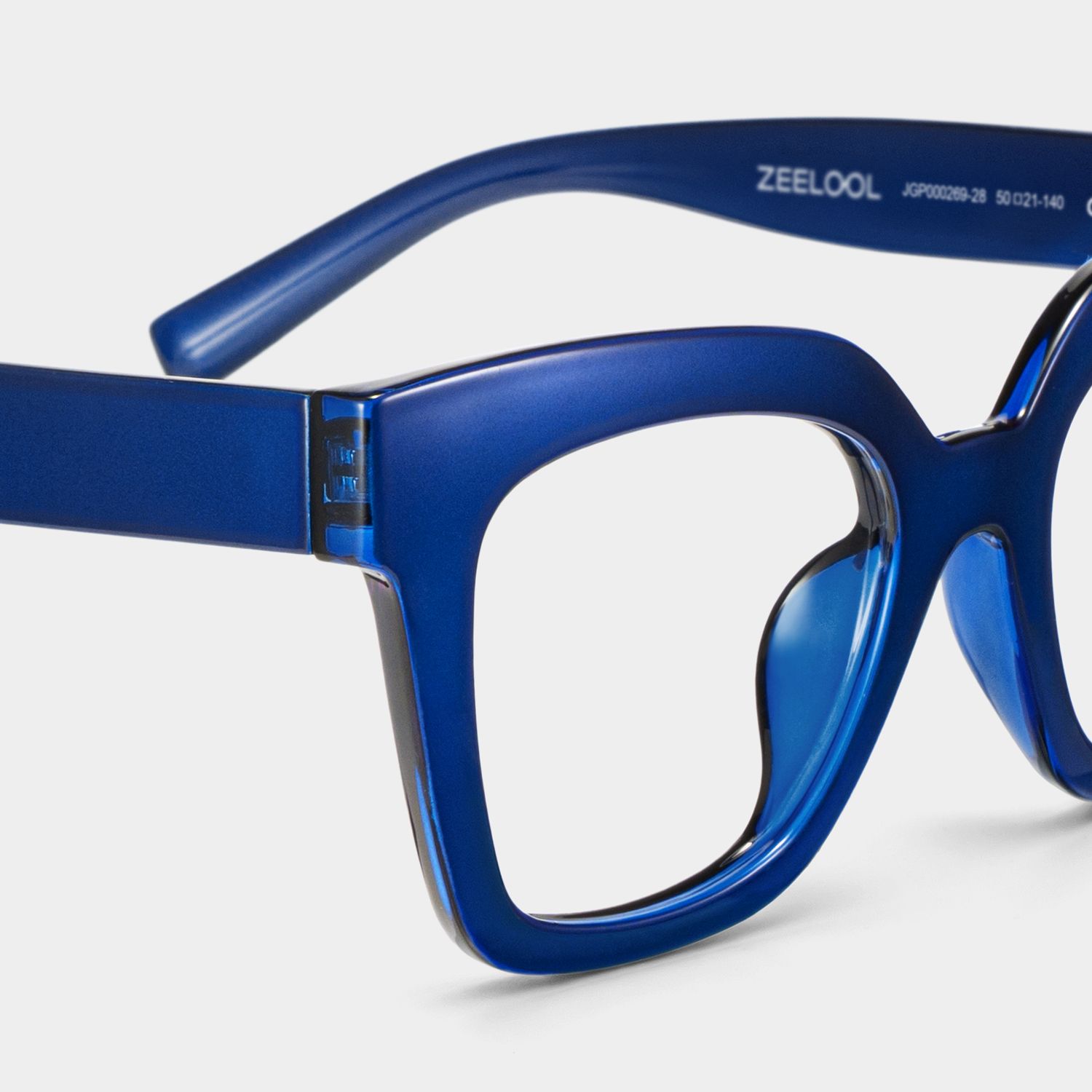 めがねブルー様 Malcolm Large Square Nerdy Glasses with Blue Color