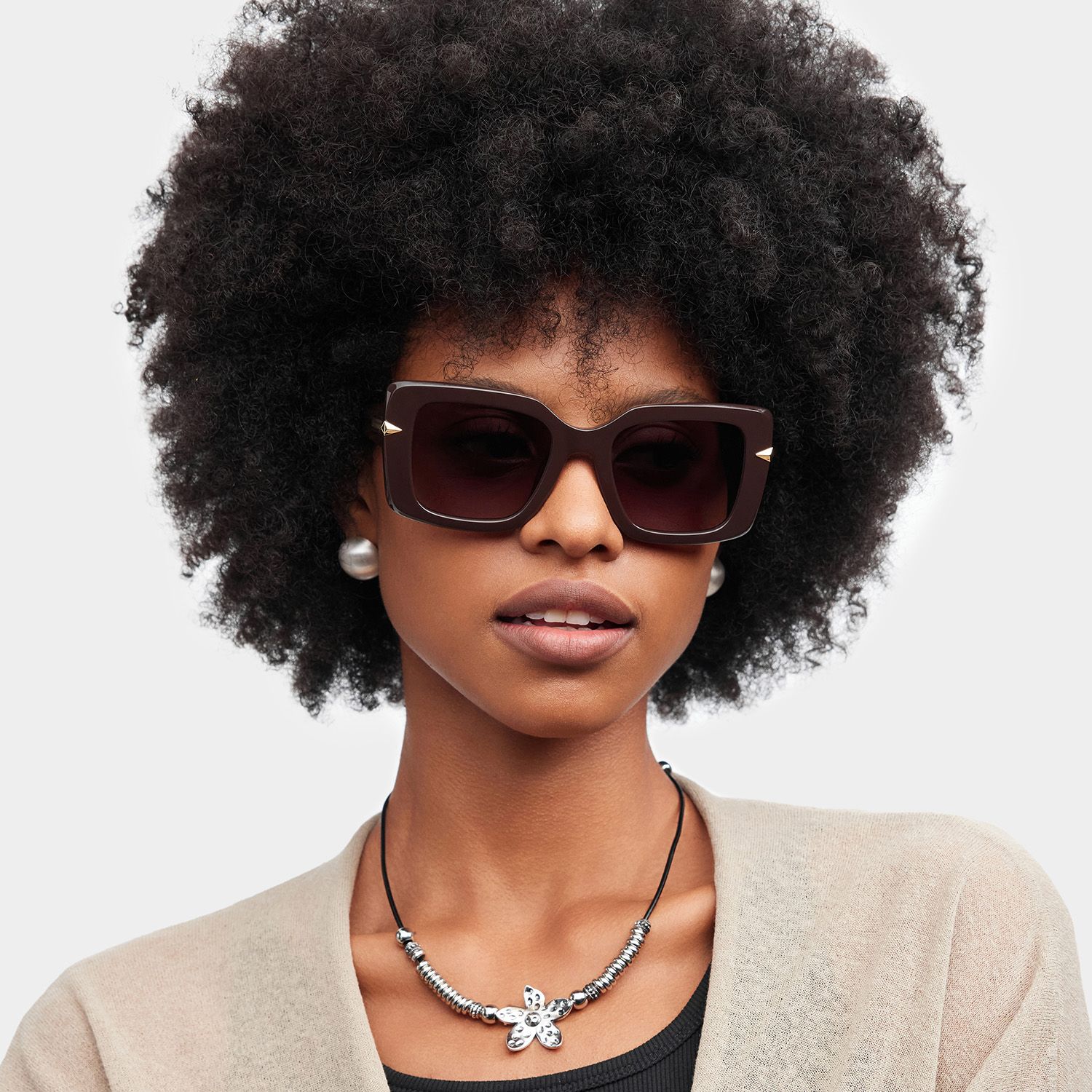 Neon Square Brown Polarized Sunglasses0