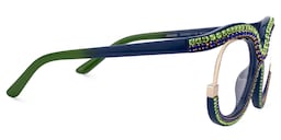 Veasley Square Green-Blue Rhinestone Glasses2