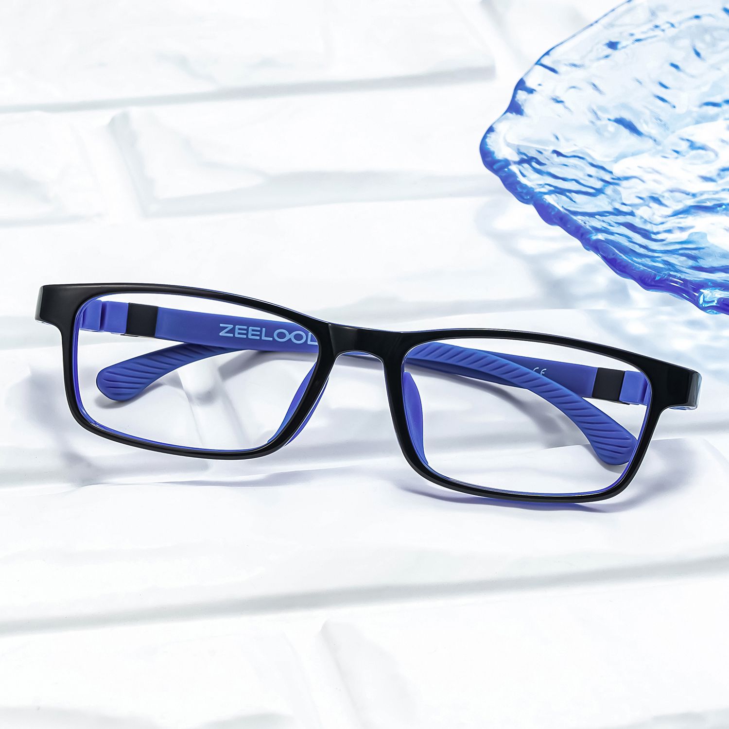 Arddin Rectangle Blue Frame Eyeglasses for Tweens0