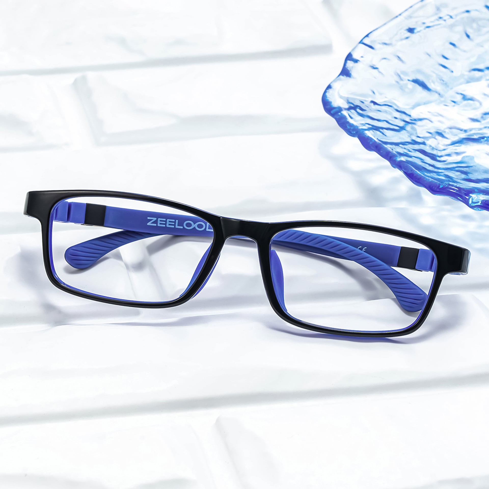 Arddin Rectangle Blue Frame Eyeglasses for Tweens0