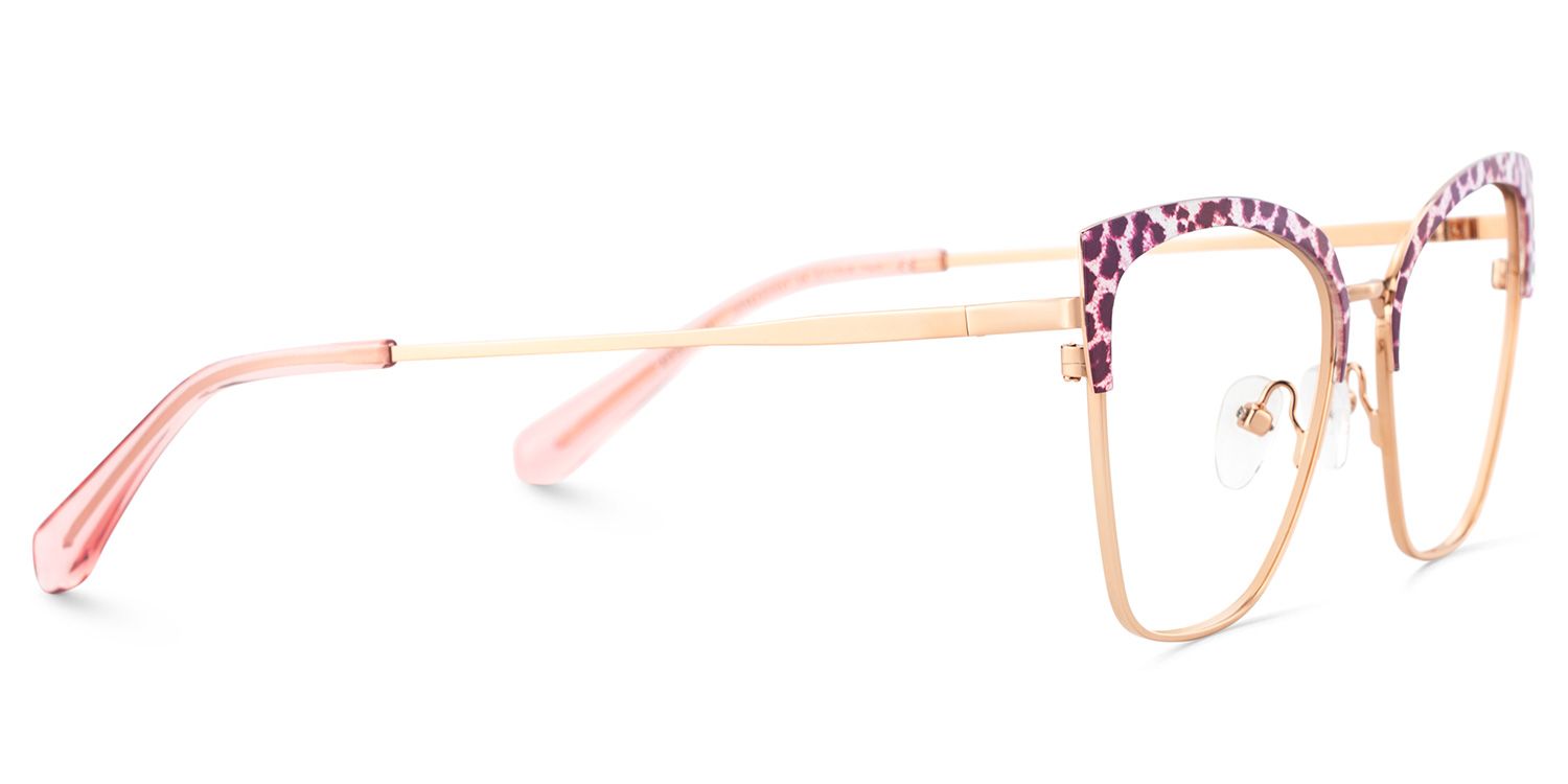 Harley Browline Pink-leopard Color Frame Glasses for Women | Zeelool4