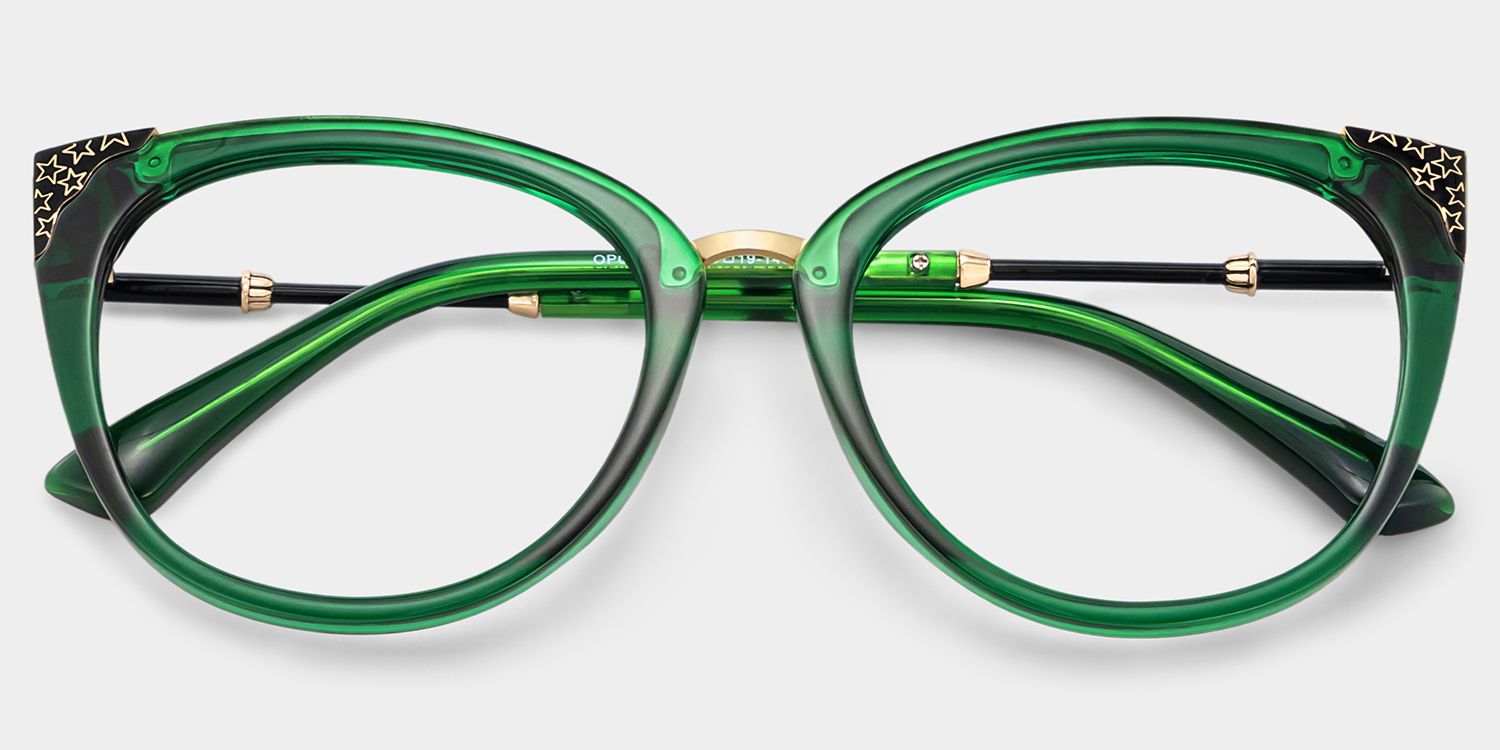 Dalton Cat Eye Dark Green Frame Glasses | Zeelool1