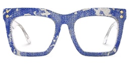 Porsha Square Dark Blue Glasses1