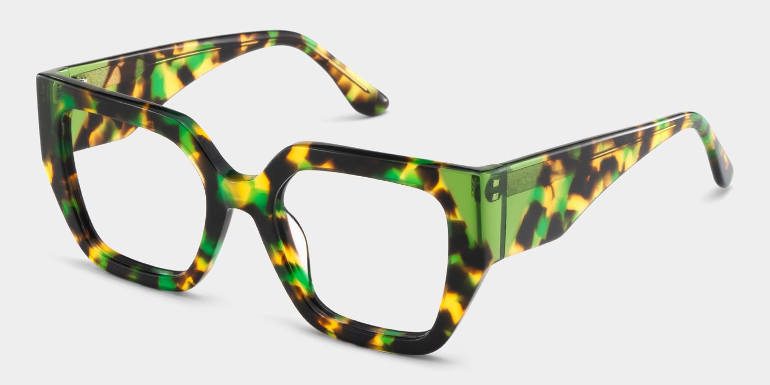 Viva Square Green Tortoise Glasses3