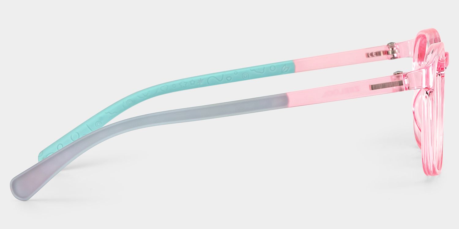 Kids Rectangle  Pink Green Amaker Frame Glasses | Zeelool3