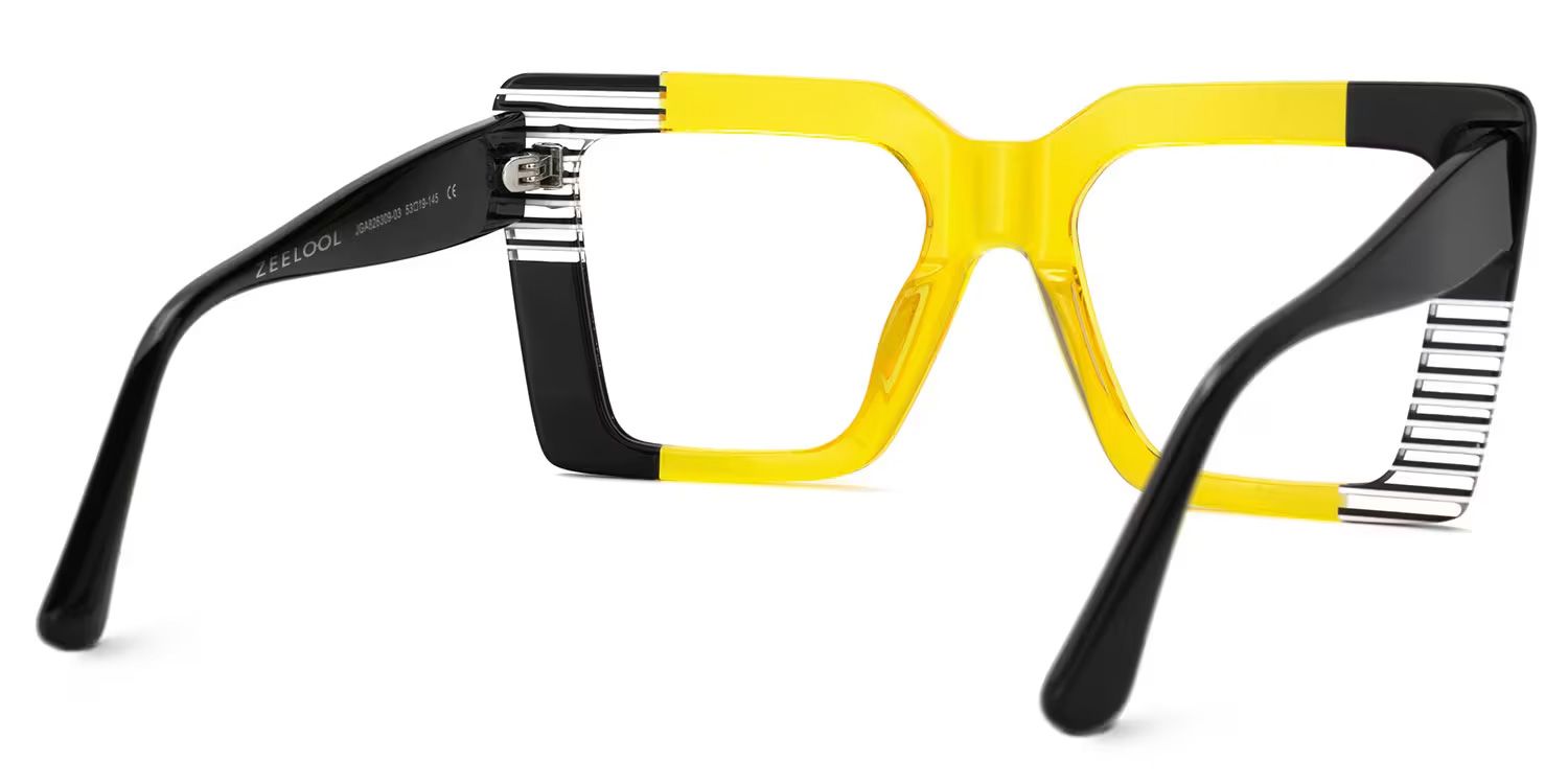 Shamika Large Black and Yellow Eyeglasses with Rectangle Frames | Zeelool3