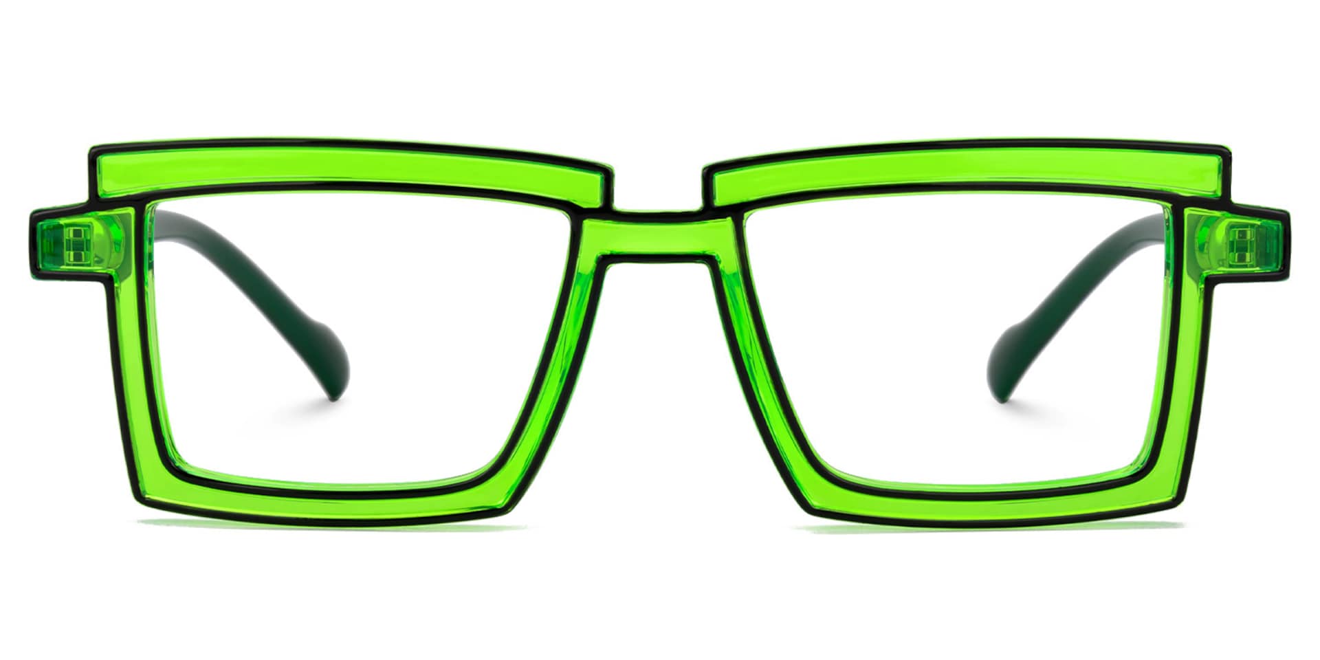 Zephyr Green Rectangle Glasses, Cyberpunk Style Frames1