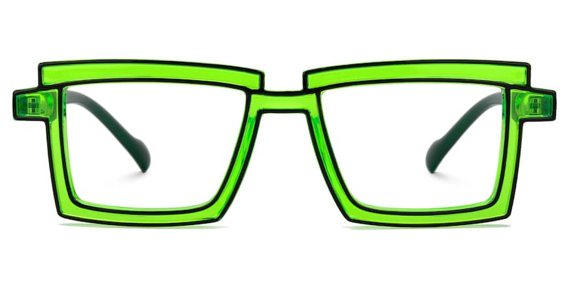 Zephyr Rectangle Green Glasses