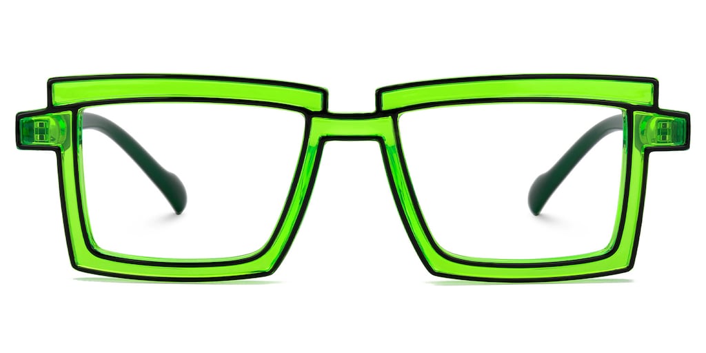 Zephyr Rectangle Green Glasses