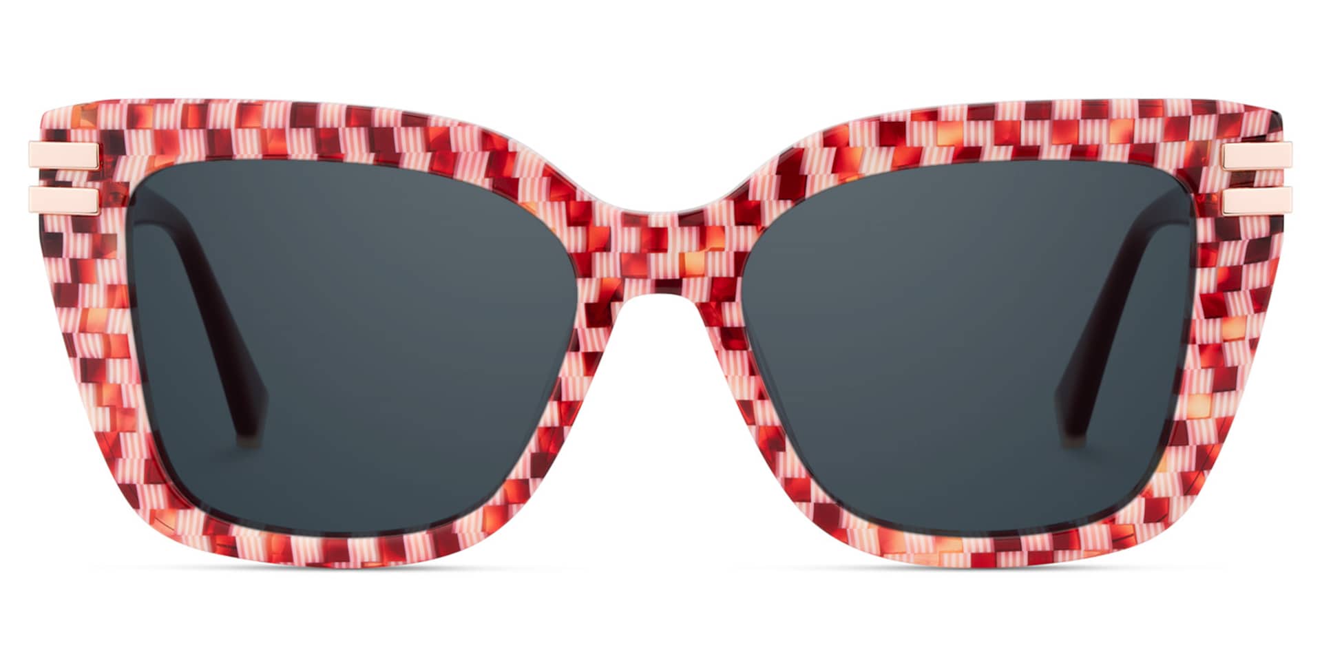 Red Plaid Glasses with Square Frames0