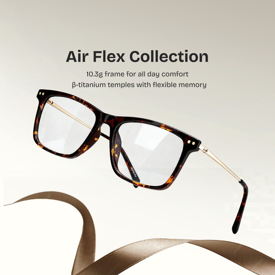 Eleanor Rectangle Brown Glasses with Wide Frame | ZEELOOL0