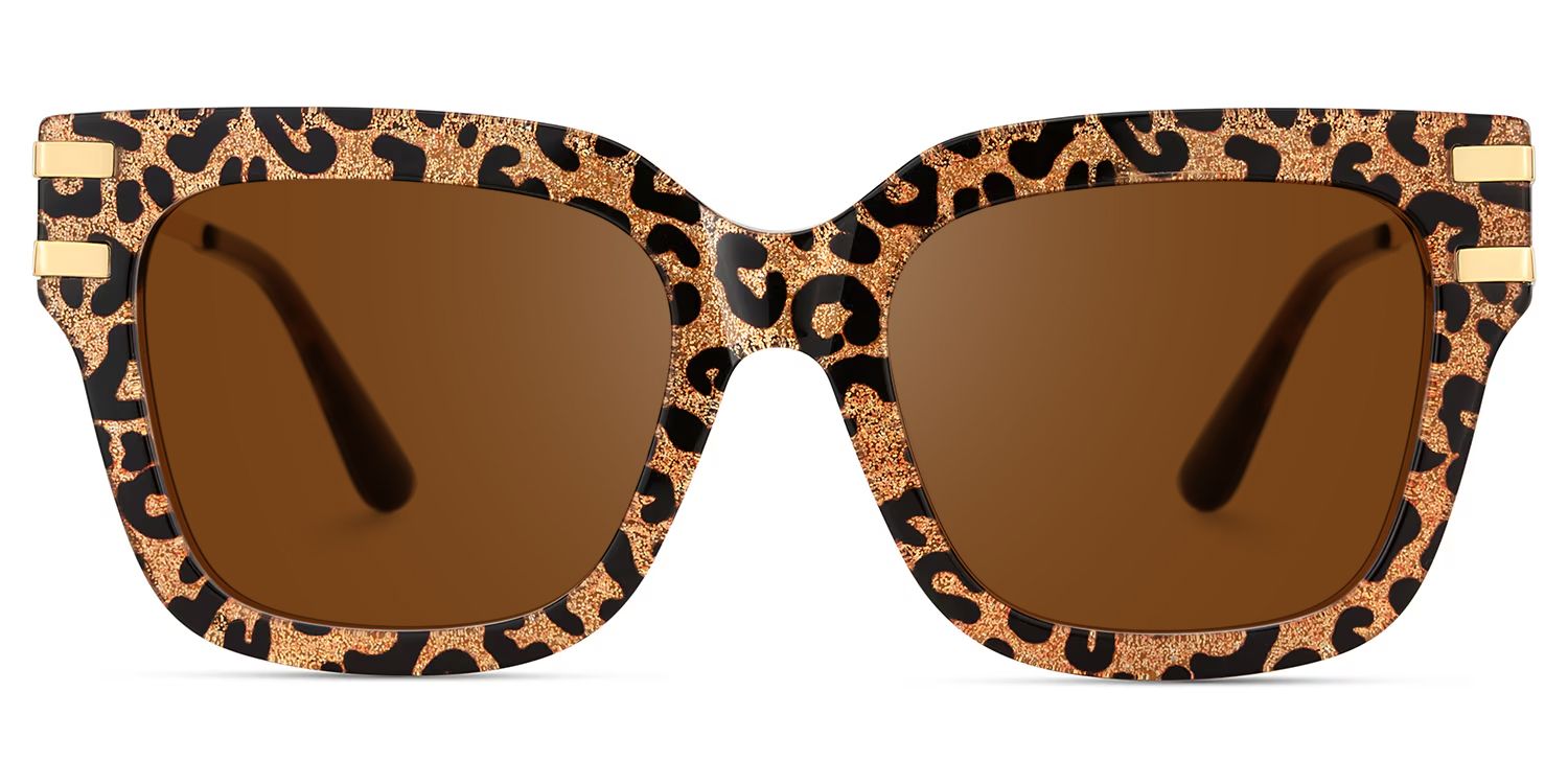 Lidia Leopard Square Polarized Sunglasses for Driving | ZEELOOL0