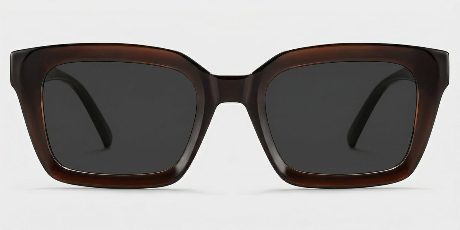 リップル Marley Rectangle Style Dark Brown Frame Sunglasses | ZEELOOL