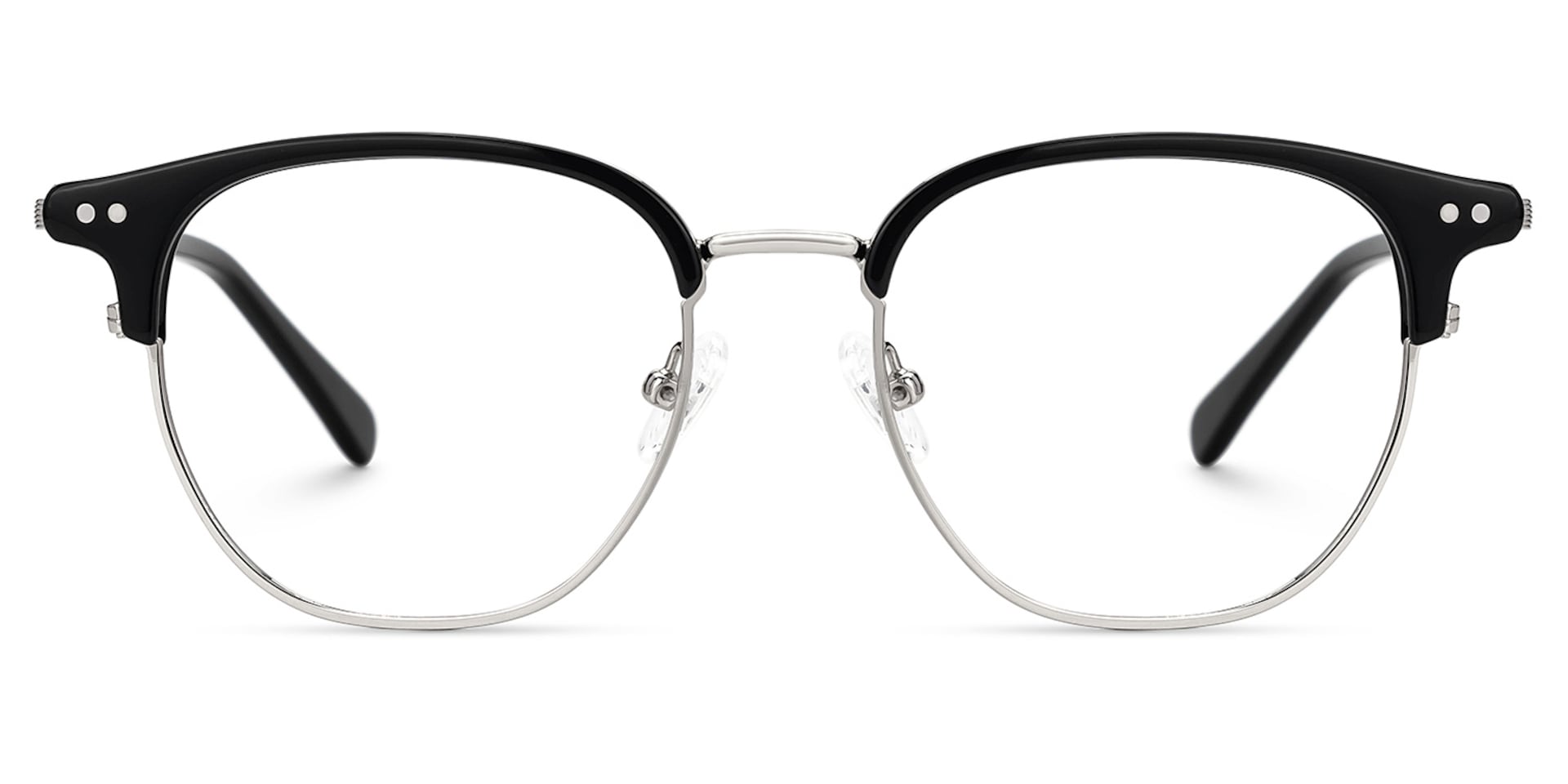 Black Mixed-Materials Geometric Eyeglasses- Geno0