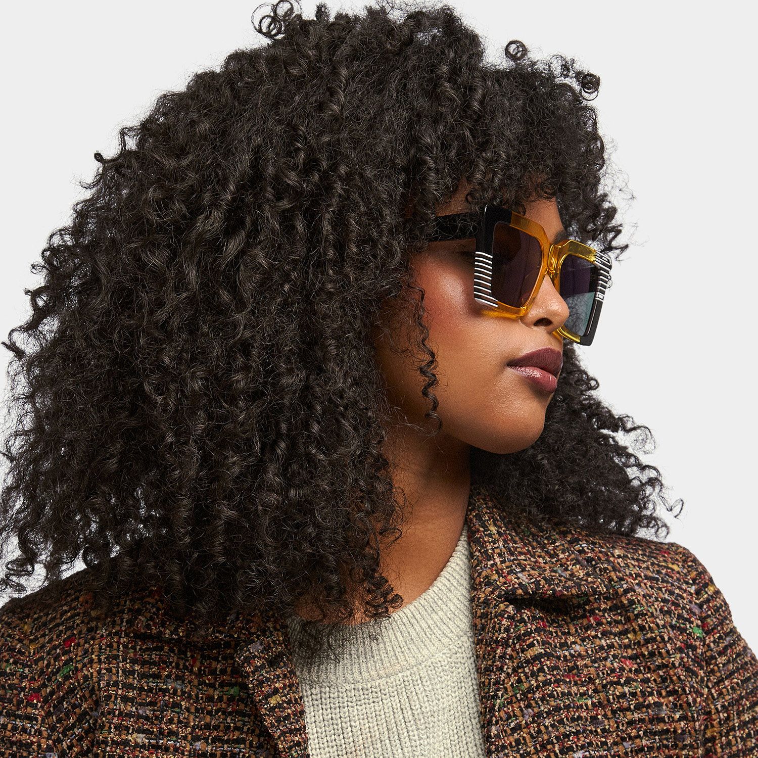 Shamika Rectangle Yellow Prescription Sunglasses | ZEELOOL1