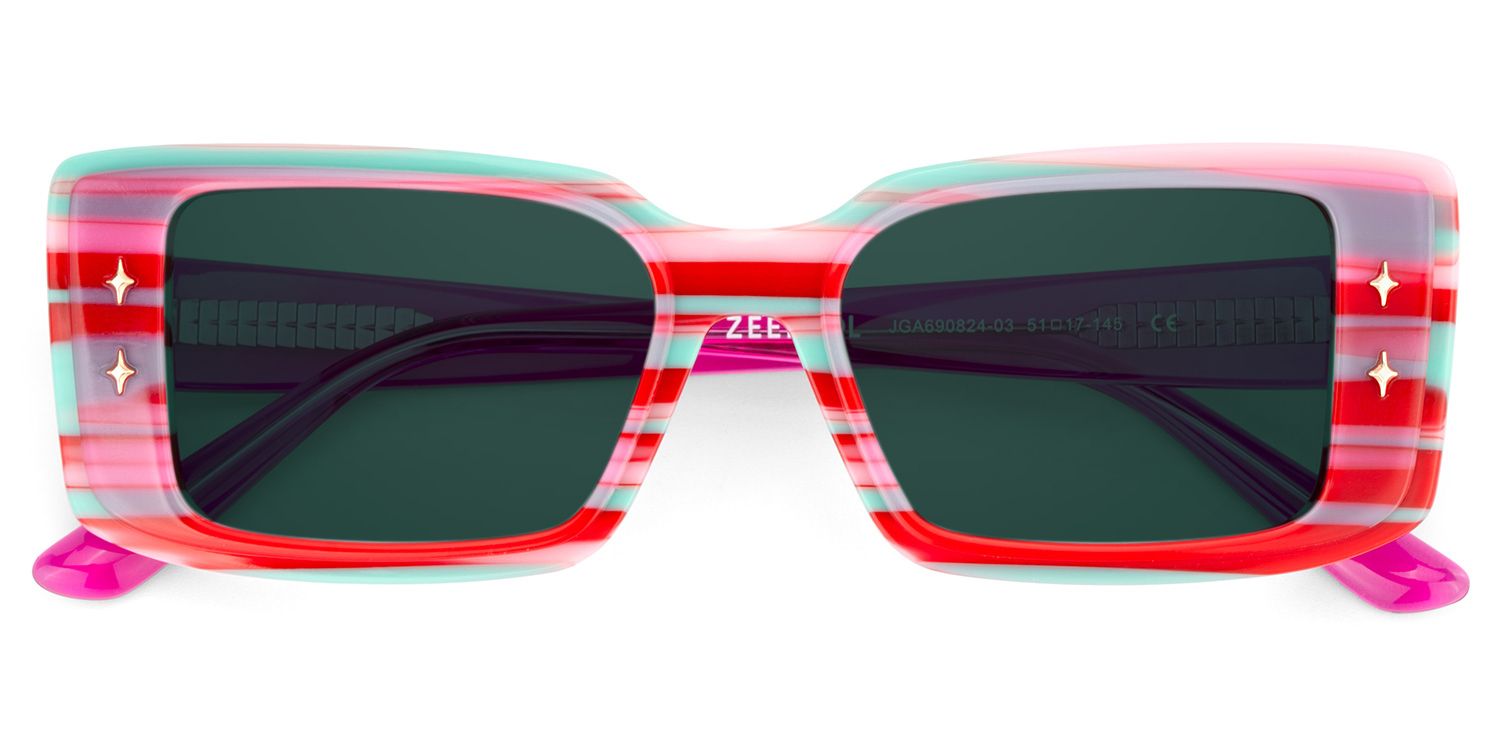 Gleam Rectangle Red Sunglasses for Women & Men | ZEELOOL1