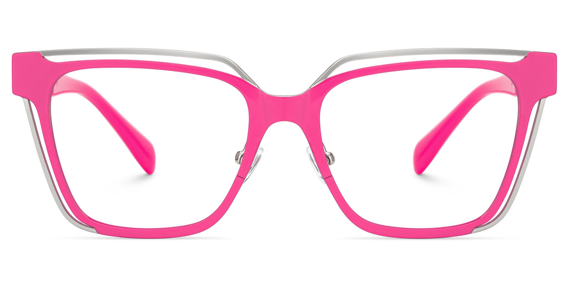 Bright Pink Eyeglass Frames With Square Shape0