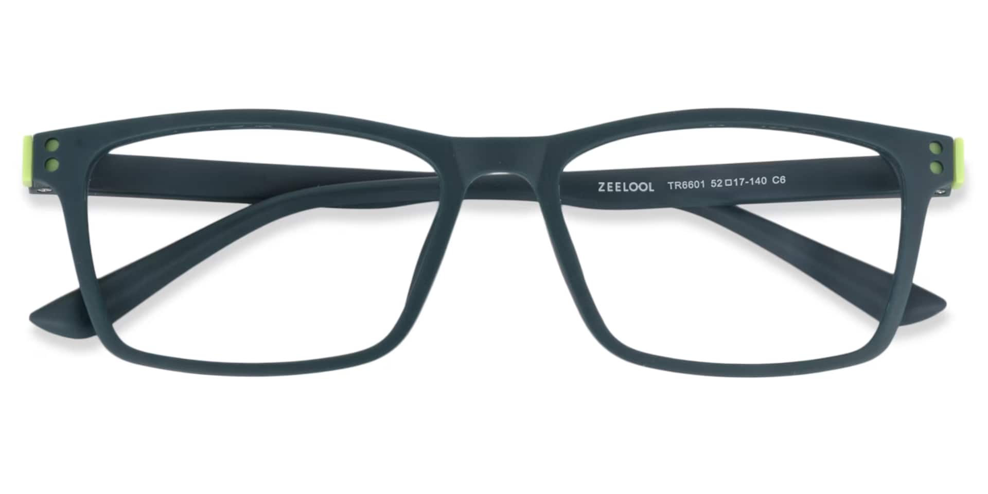 Cheche Rectangle Eyeglasses with Dark Green Frames3