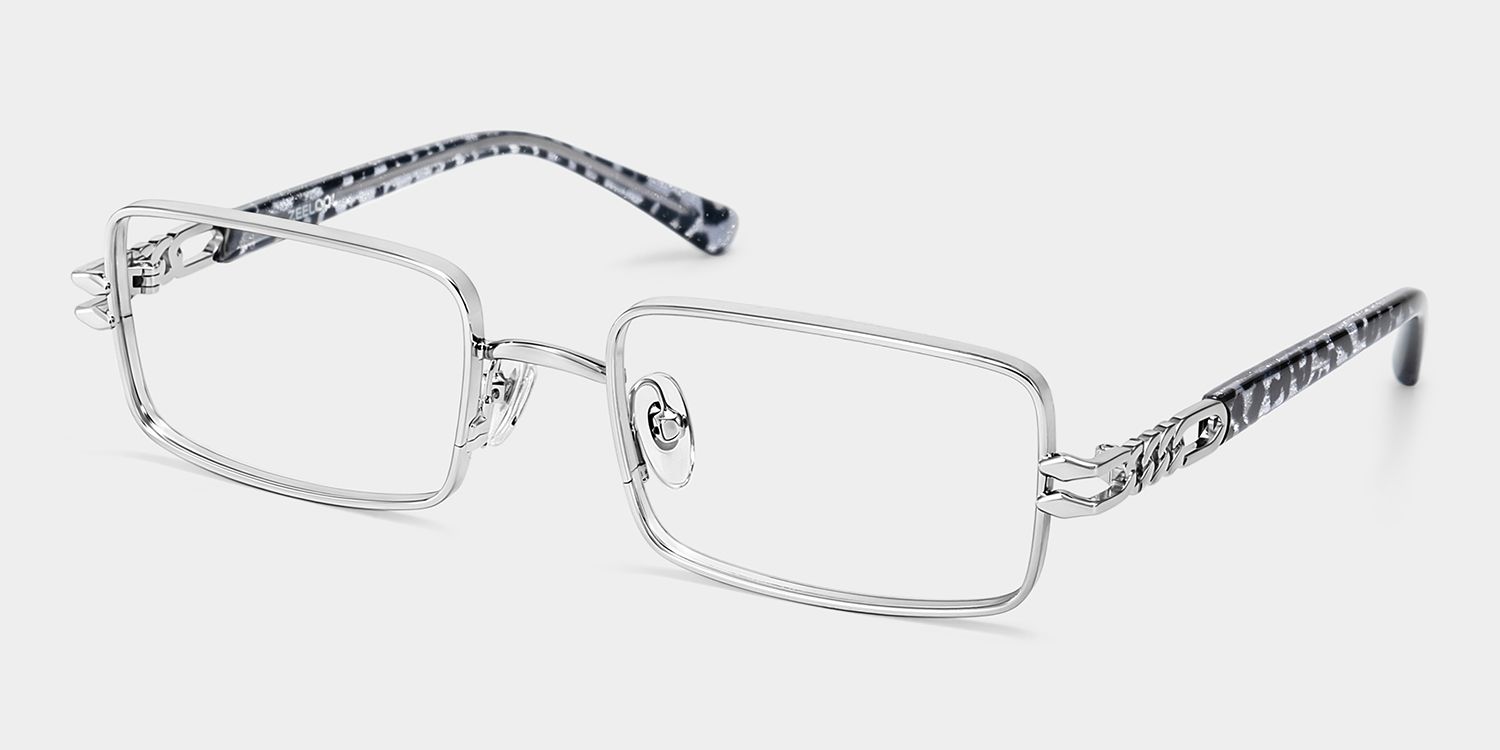 Olivia Silver Rectangle Glasses | ZEELOOL3