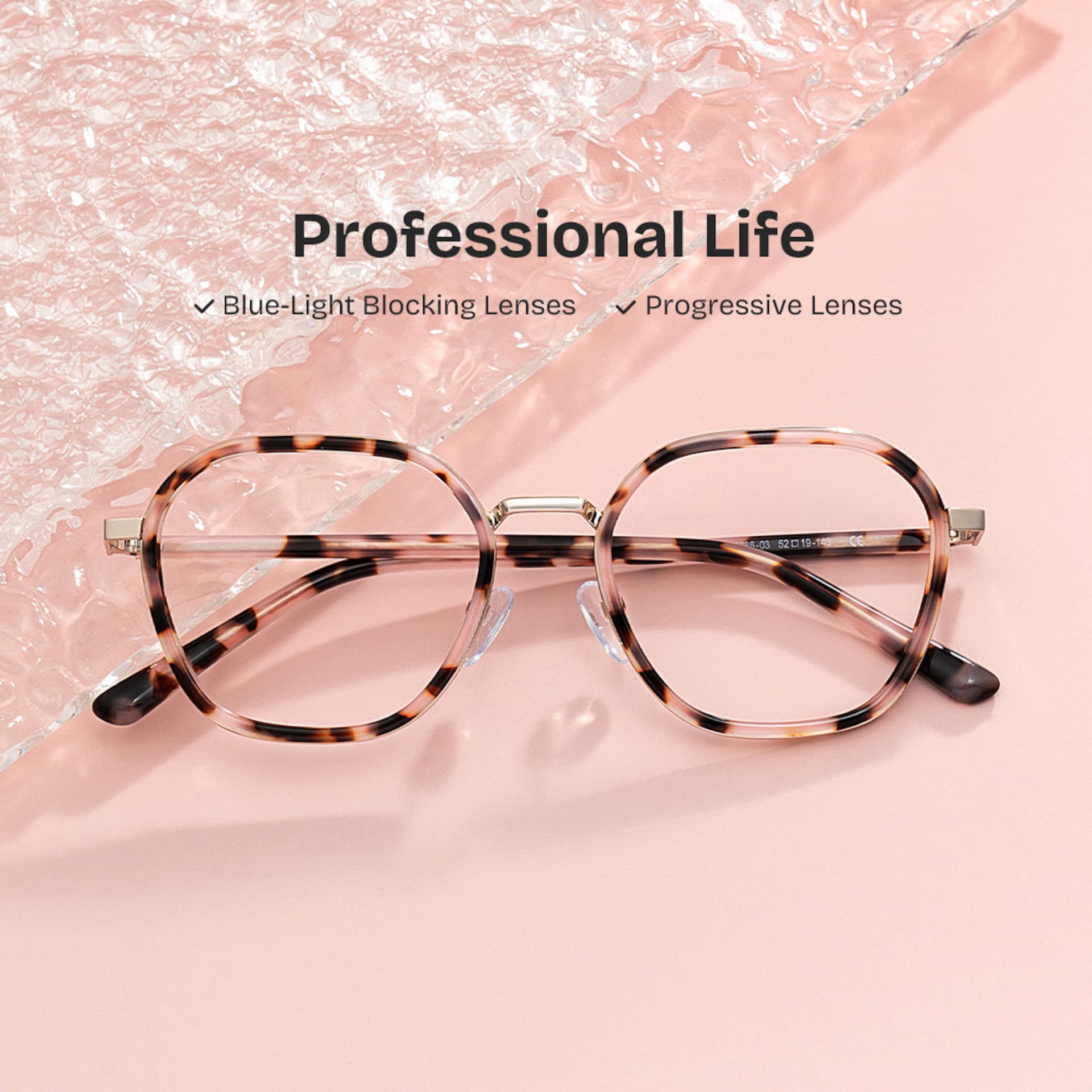 Mitchell Mixed Pink-tortoise Frame Glasses with Geometric Shape | Zeelool0