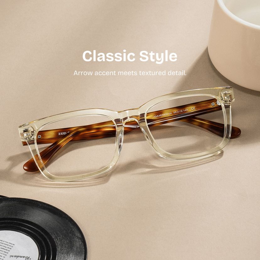 Patrick Rectangle Clear Yellow Glasses