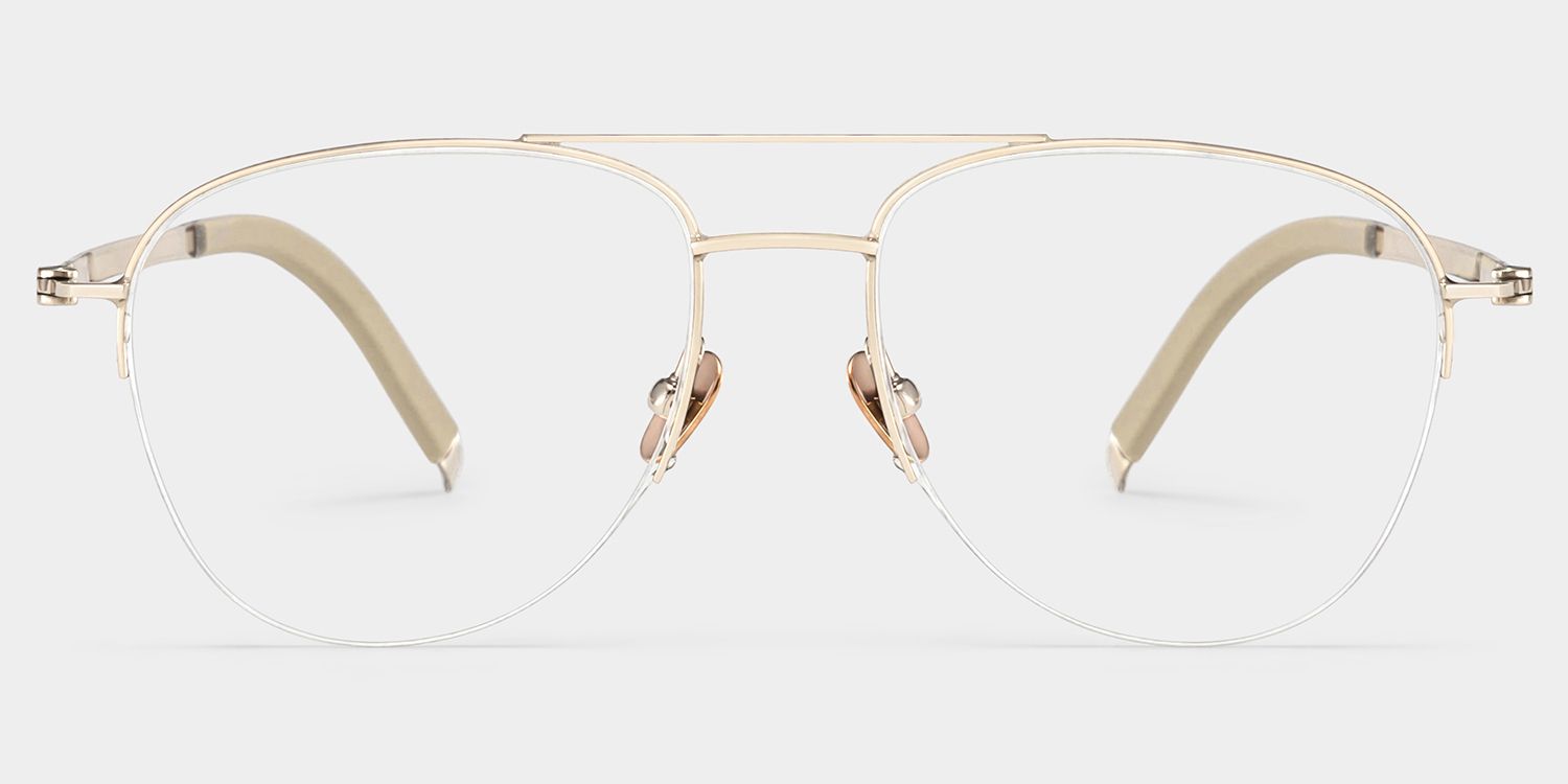 Grayson Semi Rimless Aviator Glasses in Light Gold Frames | ZEELOOL1