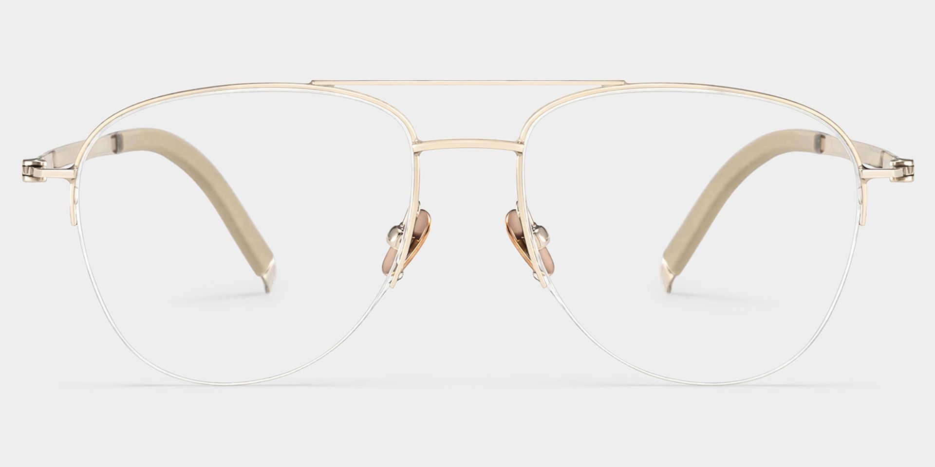Grayson Semi Rimless Aviator Glasses in Light Gold Frames | ZEELOOL1