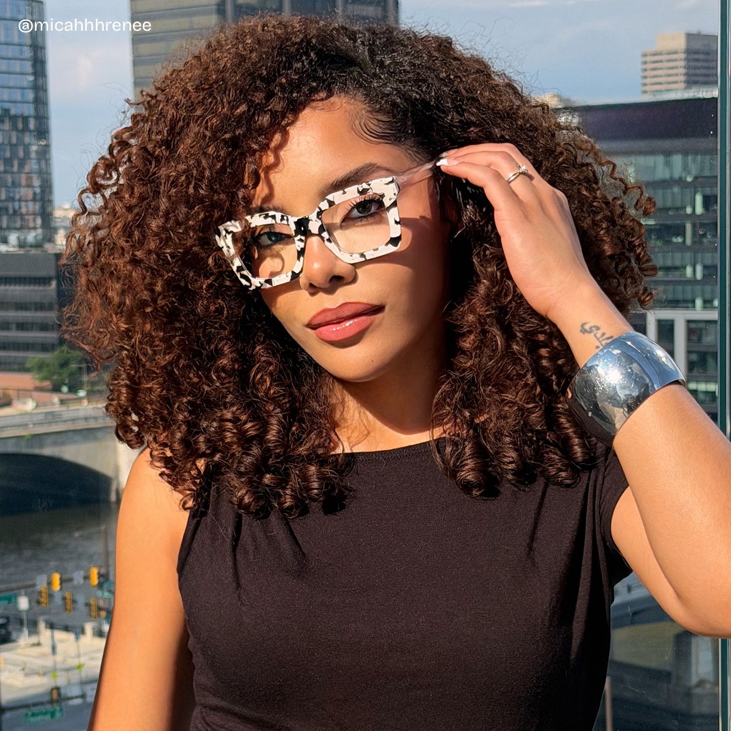 Megan Cow print Square Acetate Frame Glasses for Women | ZEELOOL