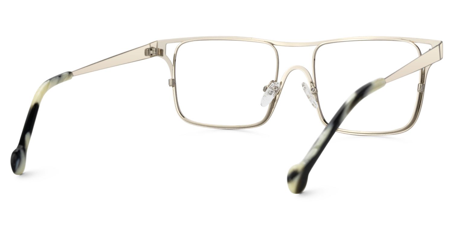 Nova Wide Matte Gold Glasses with Rectangle Frames | Zeelool2