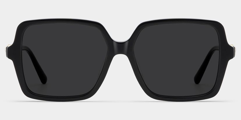 Elena Black Square Sunglasses