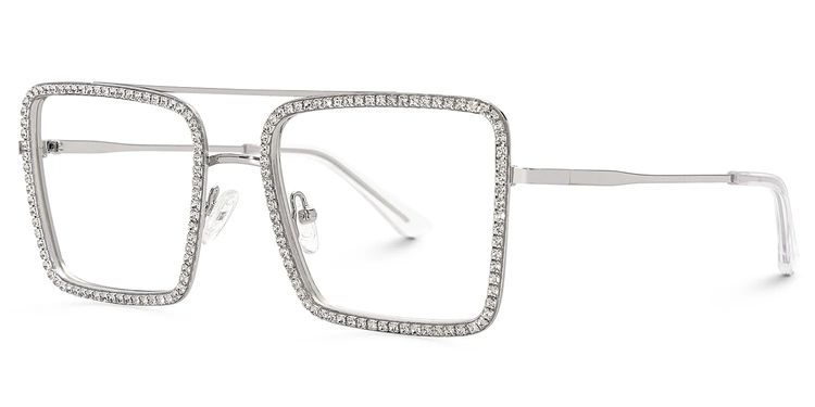 Diva Square Silver Glasses