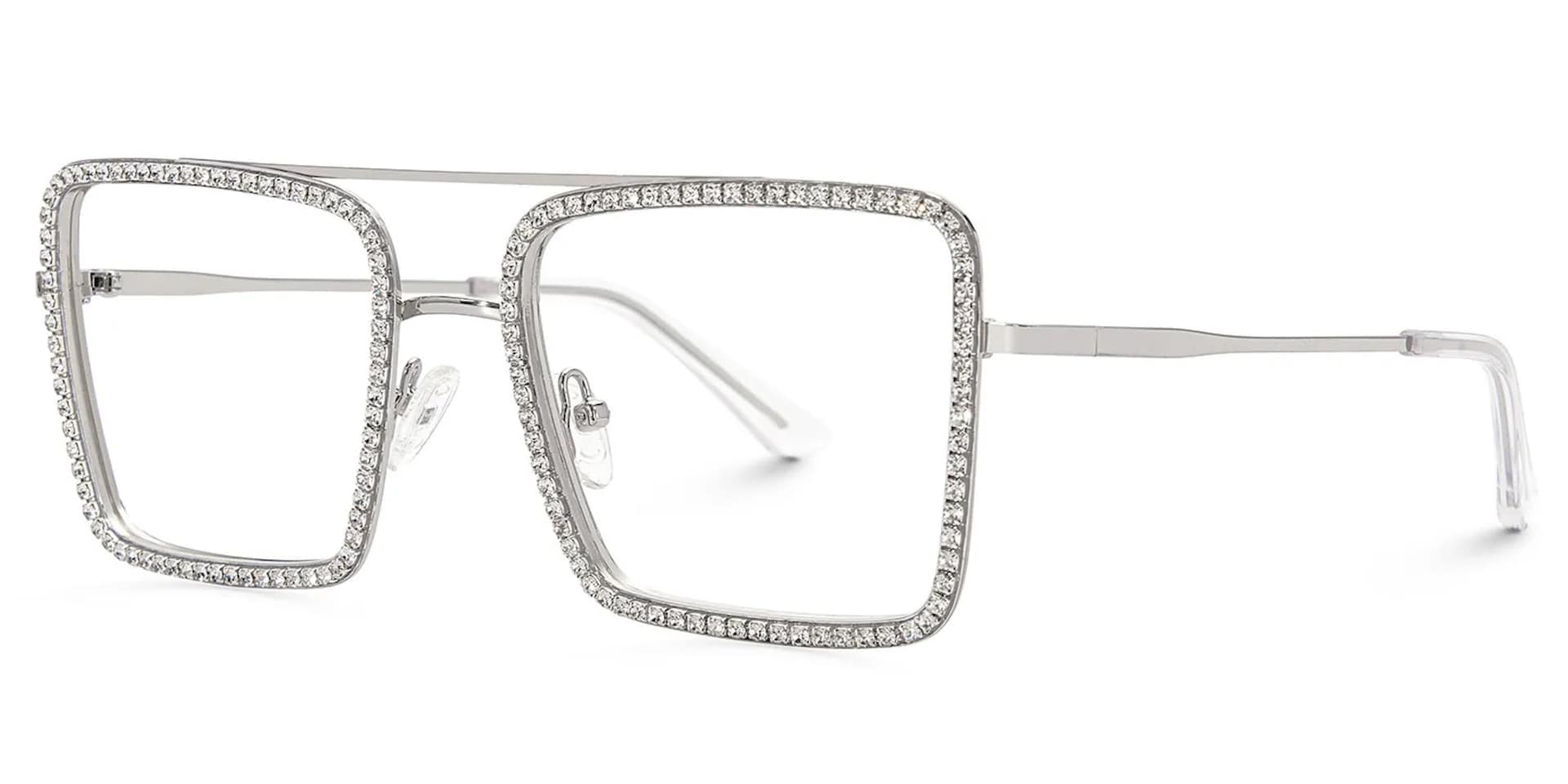 Diva Sparkle Glitter Glasses, Silver Eyeglass Frames3