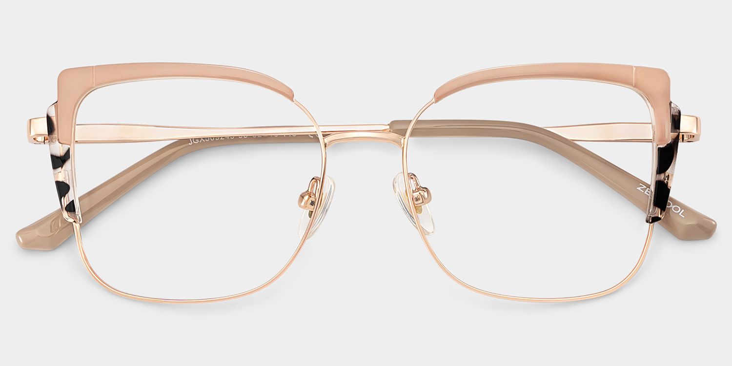 Khaki Tortoise Thin Frame Glasses With Metal Material2
