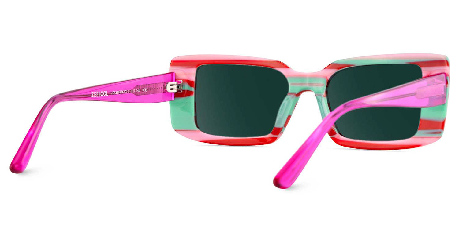 Gleam Rectangle Red Sunglasses for Women & Men | ZEELOOL4