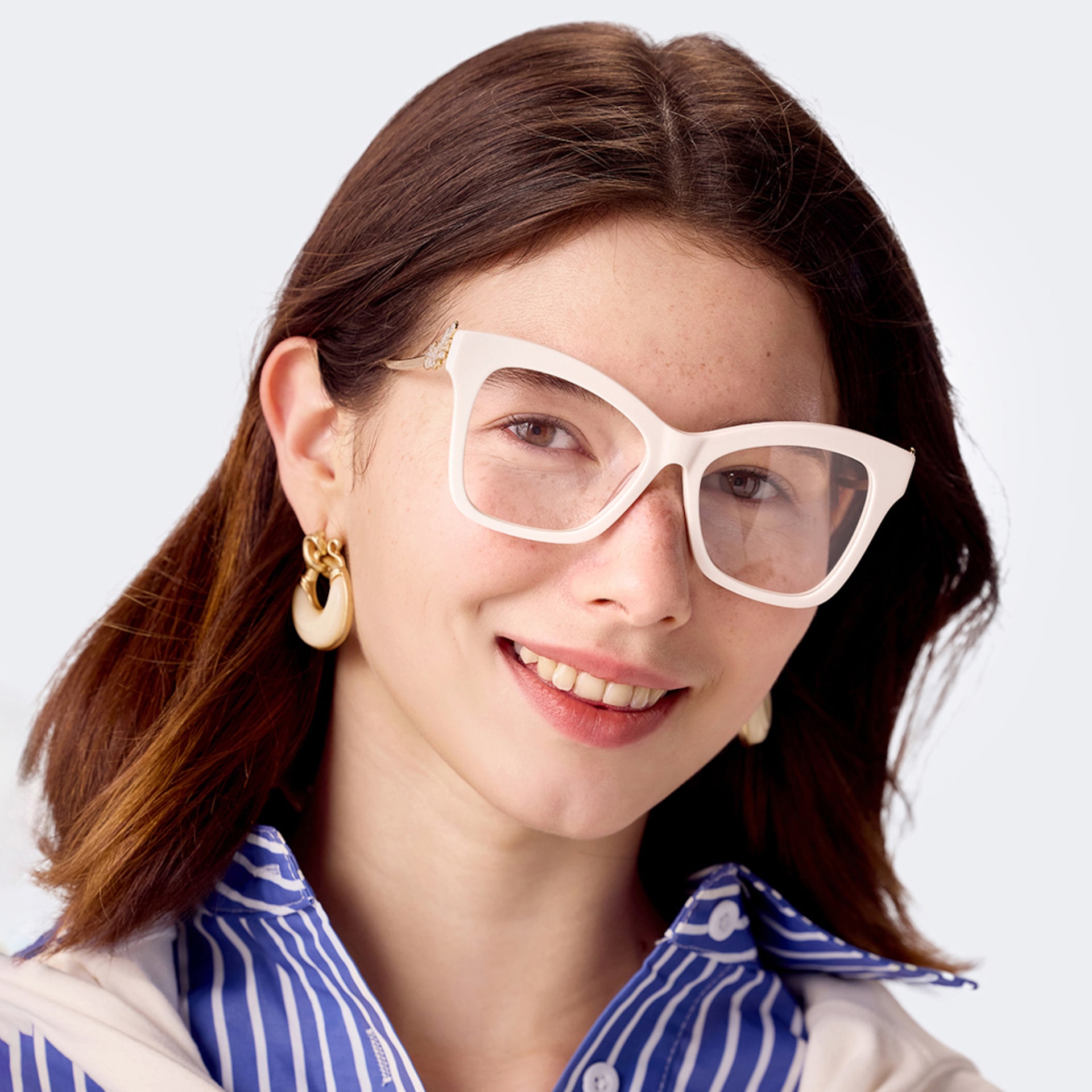 Elida Big White Glasses on sale | Zeelool6