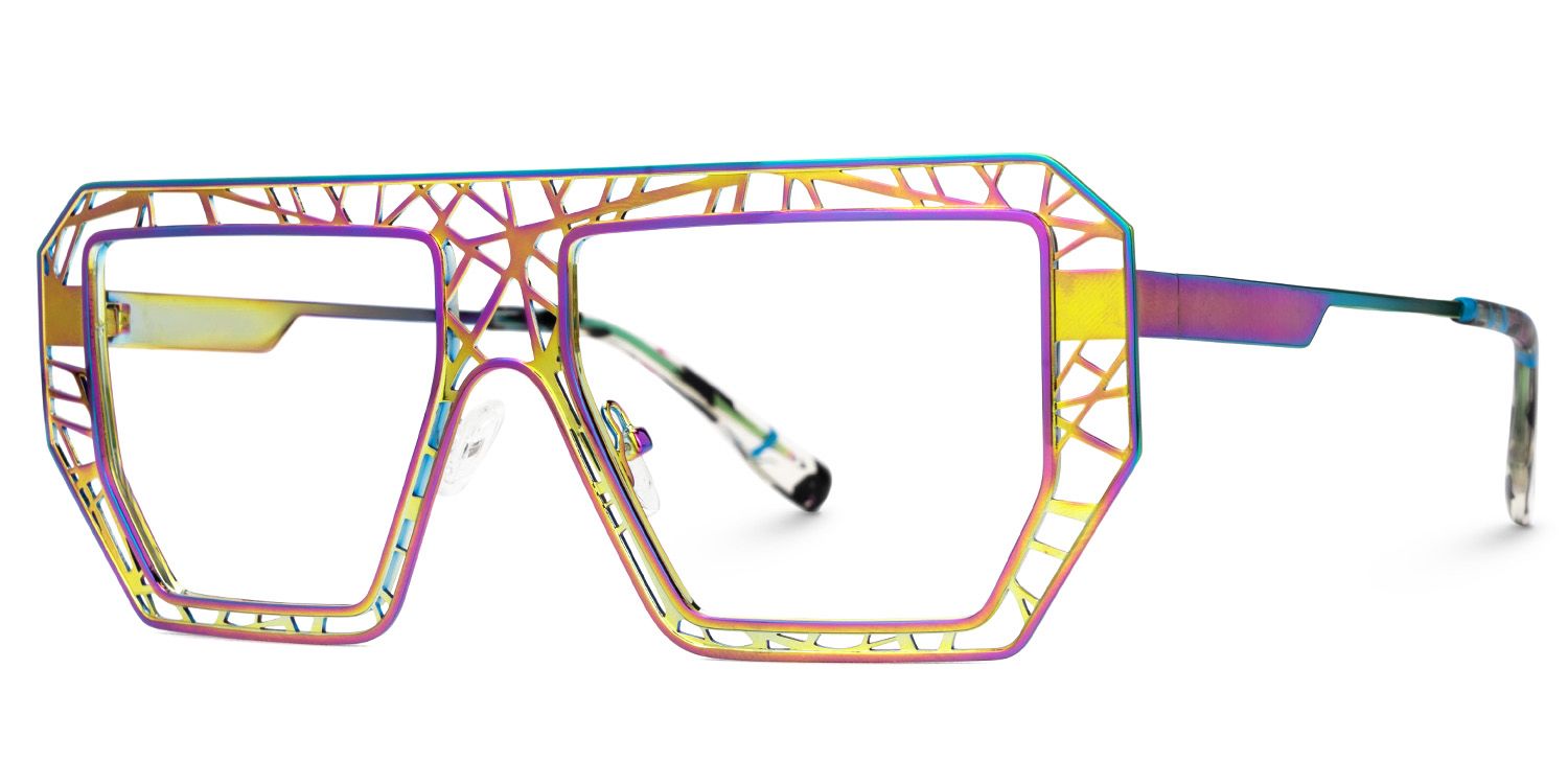 Blake Iridescent Glasses with Geometric Extra Large Frames | Zeelool1