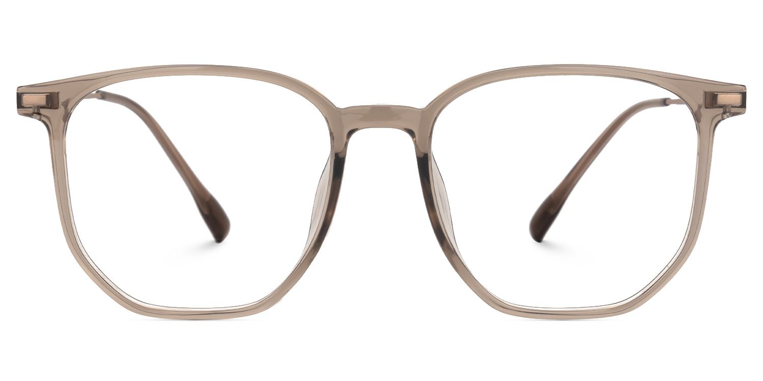 Bianca Mixed-Materials Geometric Brown Frame Glasses | ZEELOOL Canada0