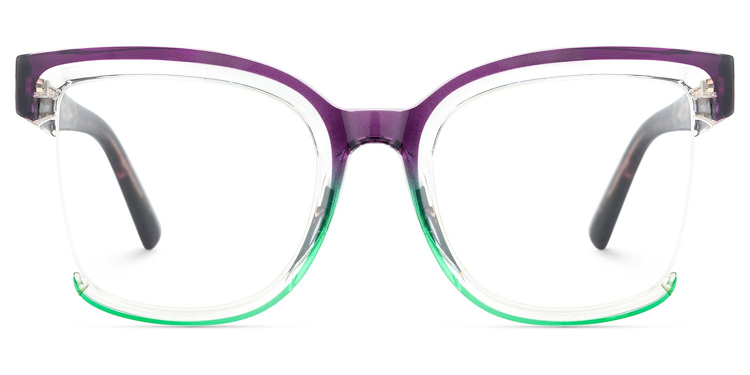 Square Cadogan Purple-Green Frame Glasses | Zeelool1