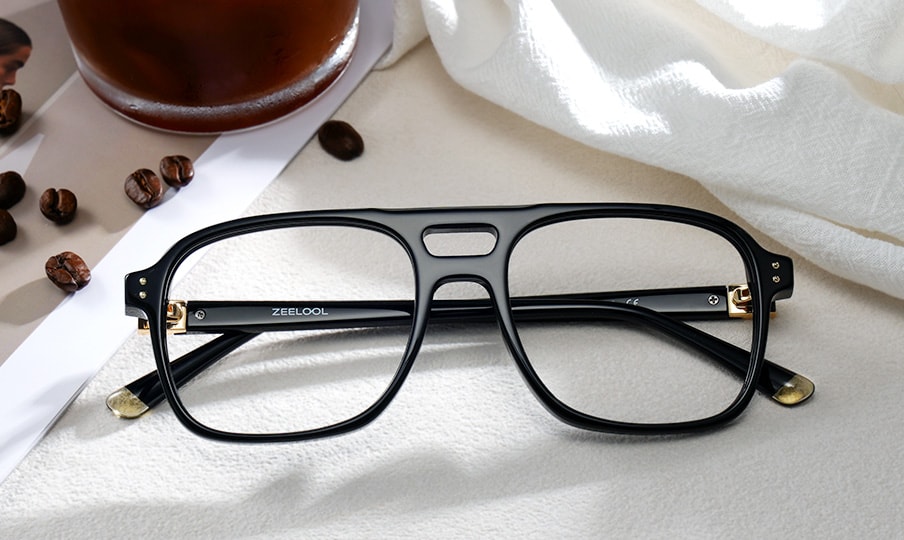 Athena Black Frame Glasses with Aviator Frame Online | ZEELOOL