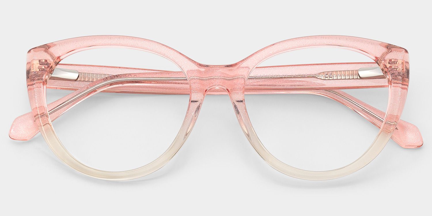Kiera Light Pink Glitter Cat Eye Glasses Frames | ZEELOOL2