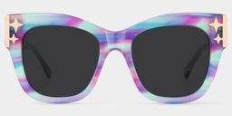 Minfia Blue Purple Square Sunglasses1