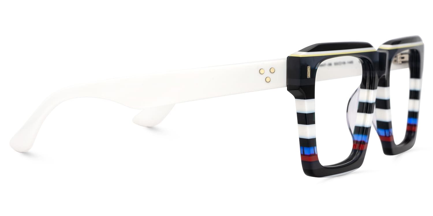 Kenish Square Black White Glasses4