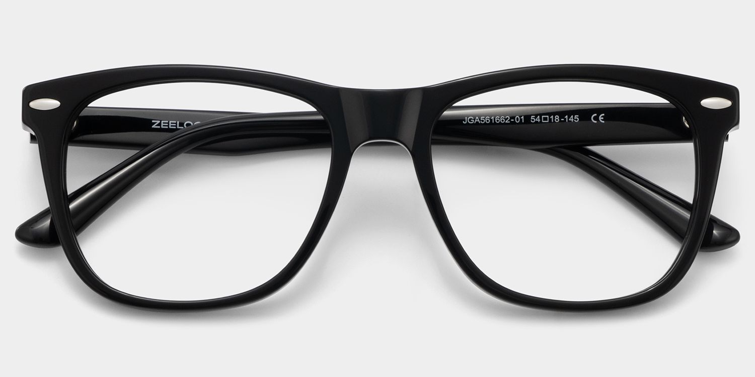 Atlas Black Rectangle Acetate Frame Glasses for Men | ZEELOOL2