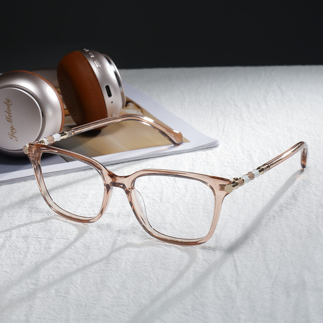 ジゼルSサイズ Delilah Square Champagne Frame Eyeglasses for Women| ZEELOOL