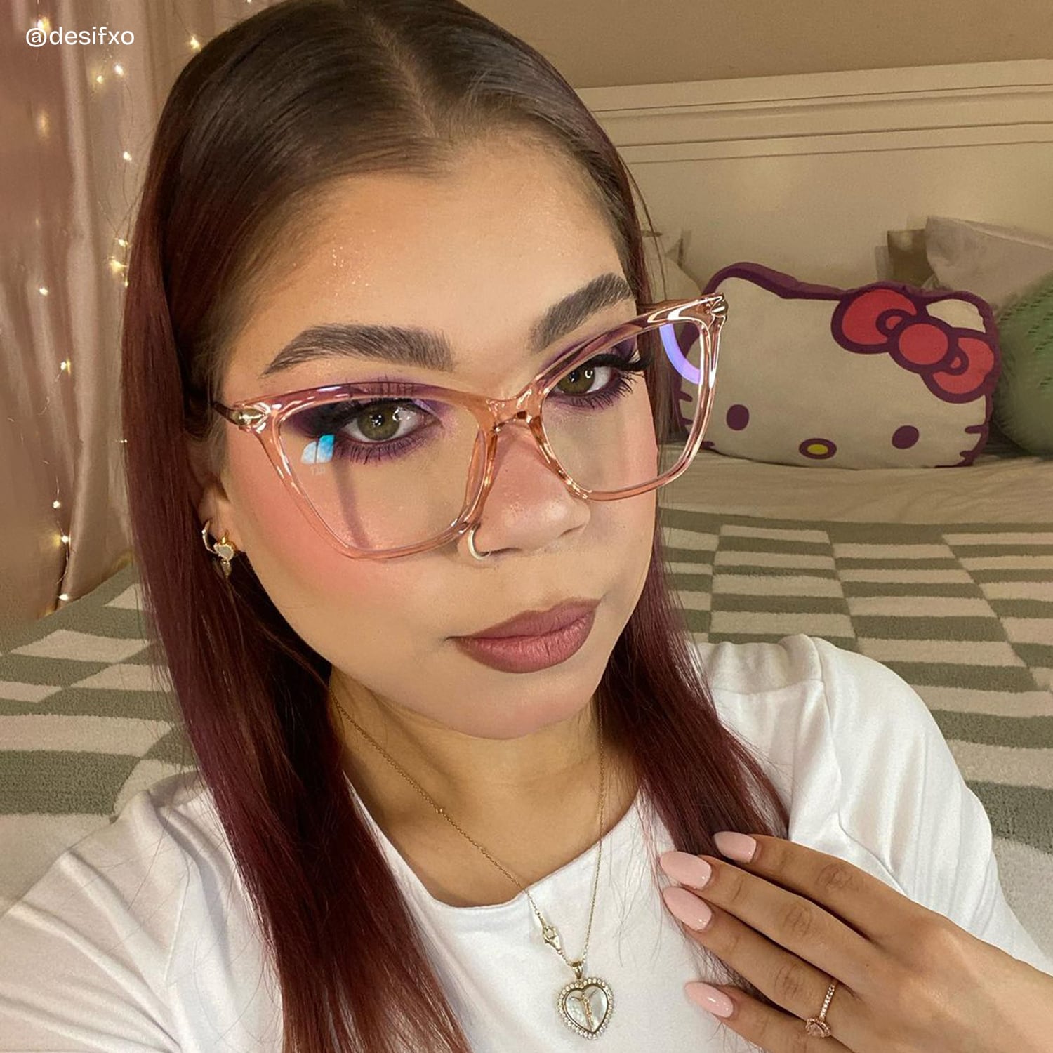 Hilary Butterfly Light Pink Transparent Eyeglasses