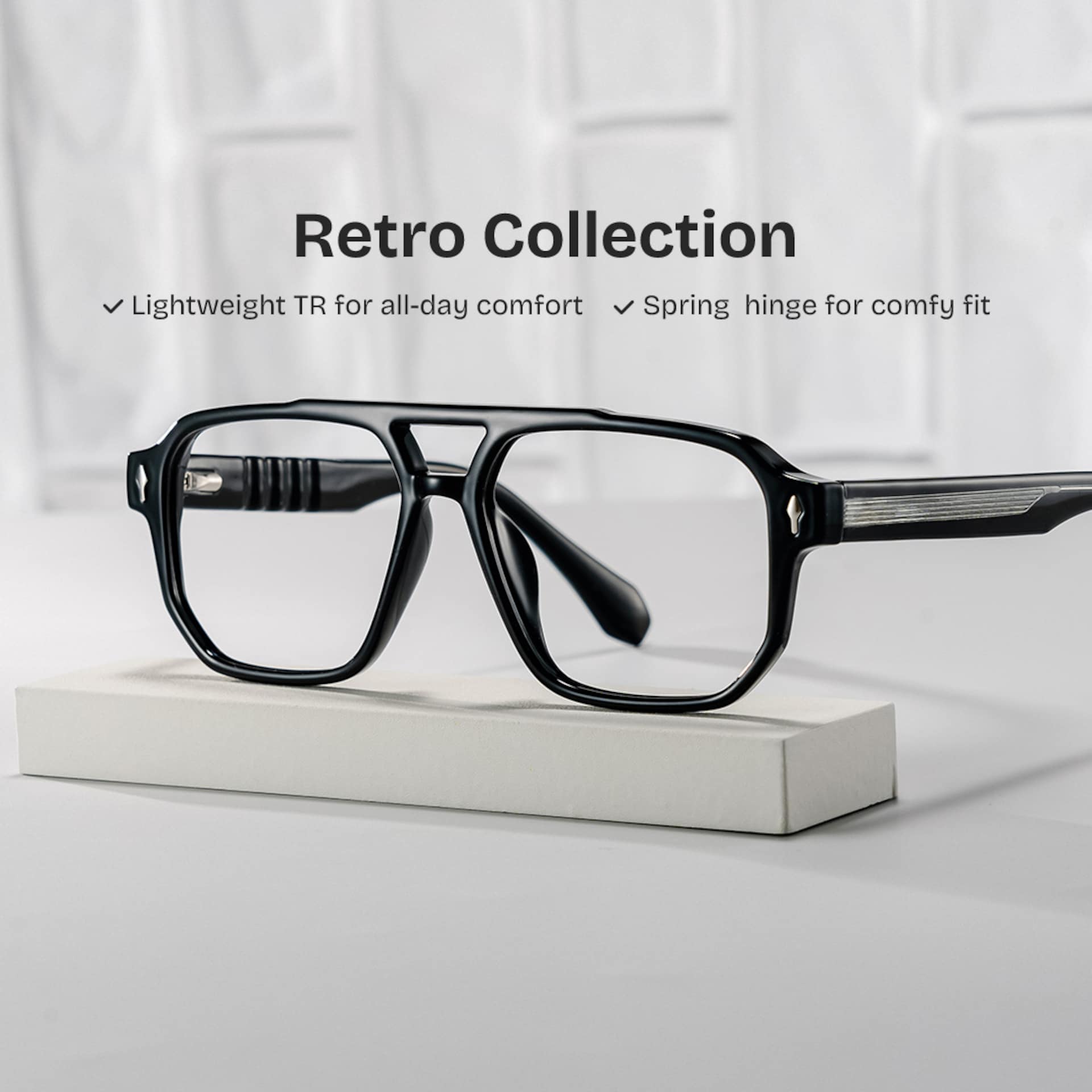 Colton Black Frame Glasses with Aviator Frame Online | ZEELOOL0