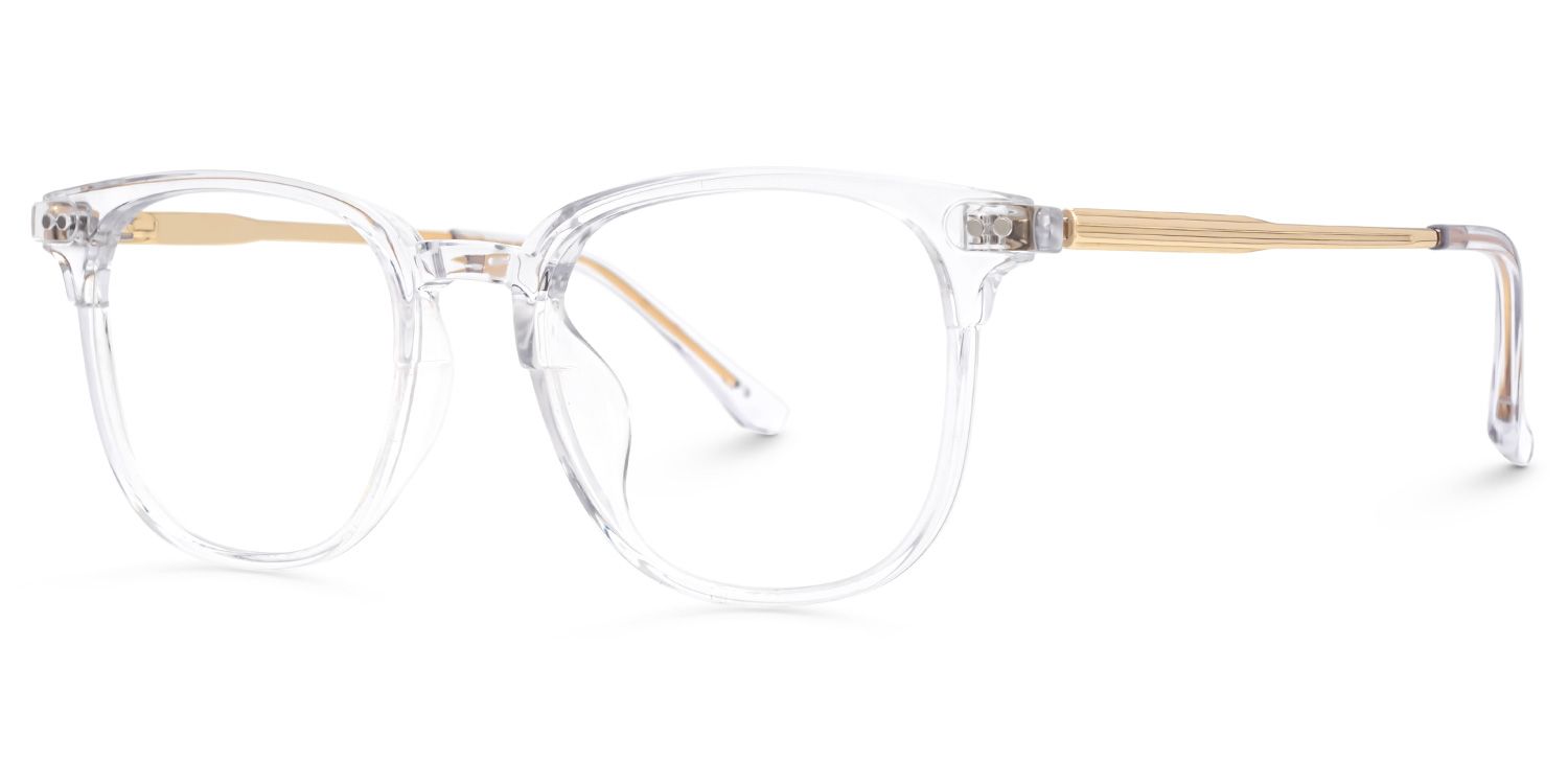 Rowland Mixed-Material Round Clear Frame Glasses | Zeelool1