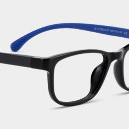 Robin Rectangle Black Blue Glasses5