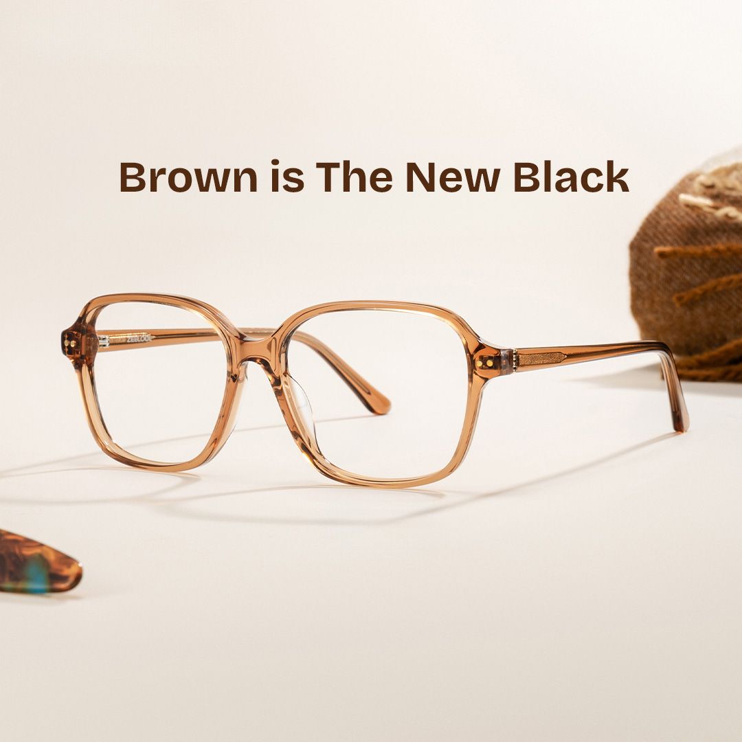 Clementine Clear Brown Square Glasses for Teenager | ZEELOOL